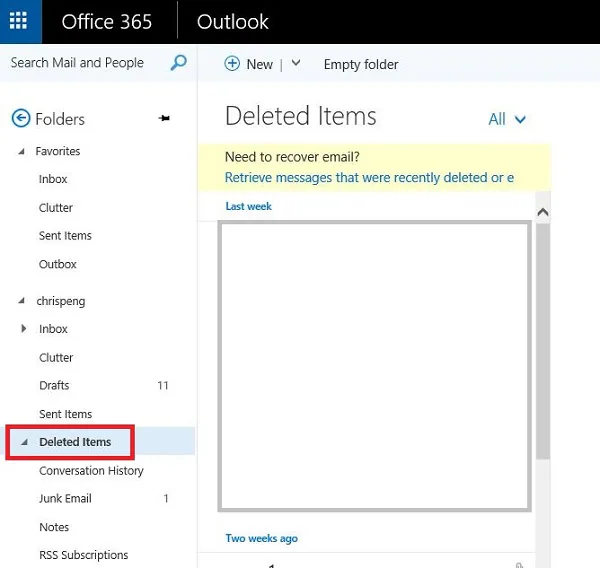 Outlook Deleted Items Folder