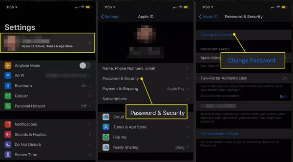 Change iCloud Password on iPhone