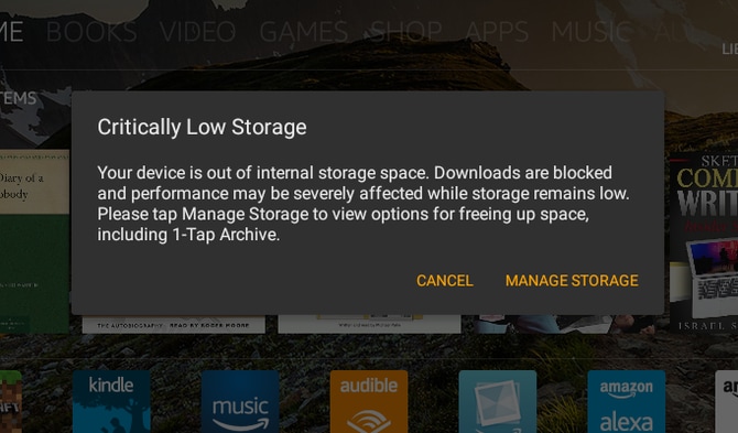 Low internal storage space on a Kindle