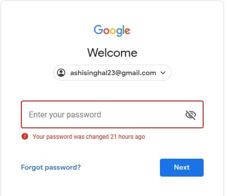 Aller à mot de passe oublié dans le compte Gmail