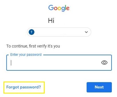 Gmail Forget Password