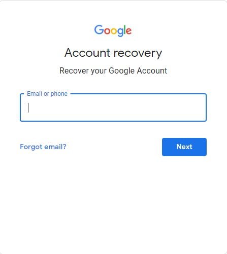 Entrez l'E-mail de Récupération de Gmail