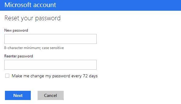 Reset password in Outlook