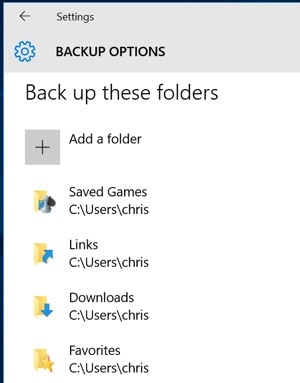 Windows File History Select Files