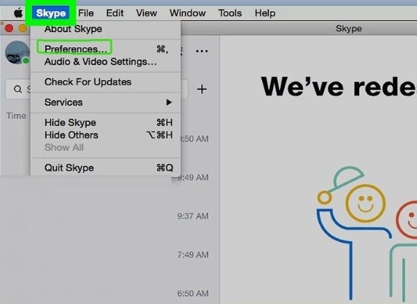 open skype preferences on the mac