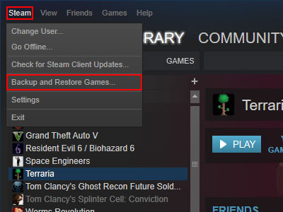 Steam Backup and Restore Option