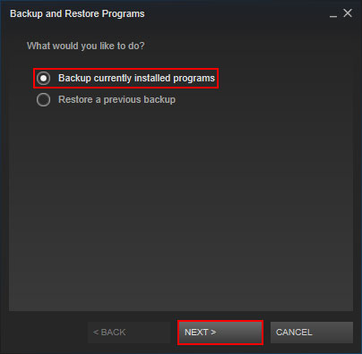 Assistente de backup do Steam