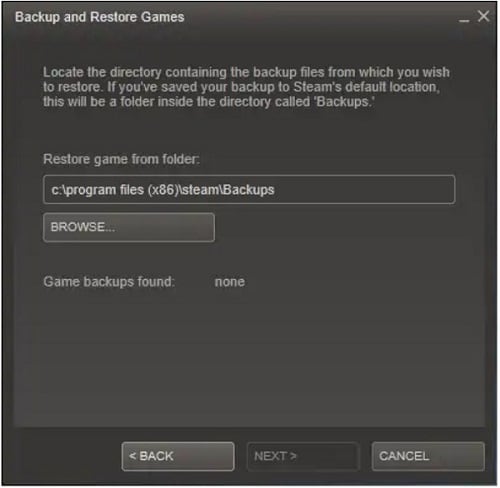 Restore Steam Backup