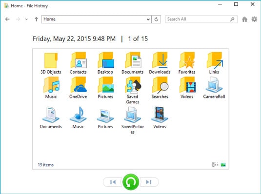 restore zip file from file history