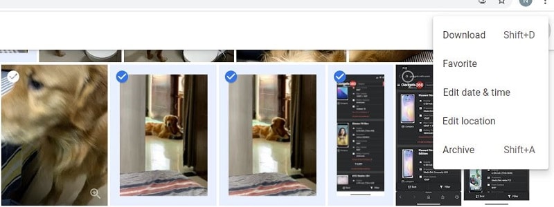 Download selected photos from Google Photos