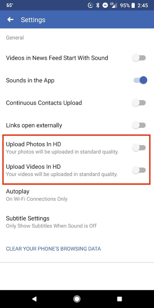 enable hd images option