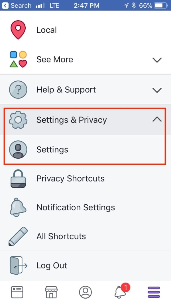 choose the option of settings