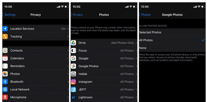 iPhone - Gérer les permissions des photos