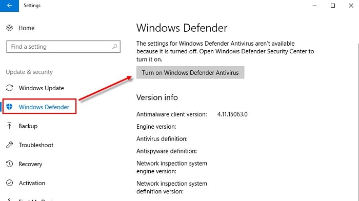 Deaktivieren Sie Windows Defender