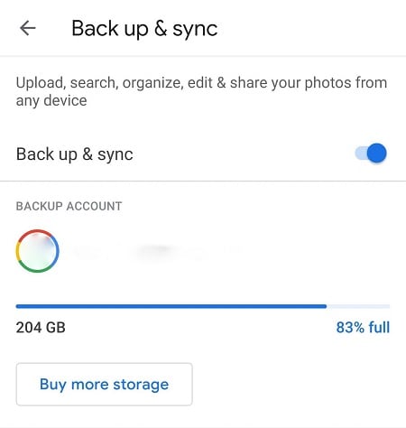 Manage Storage Google Account