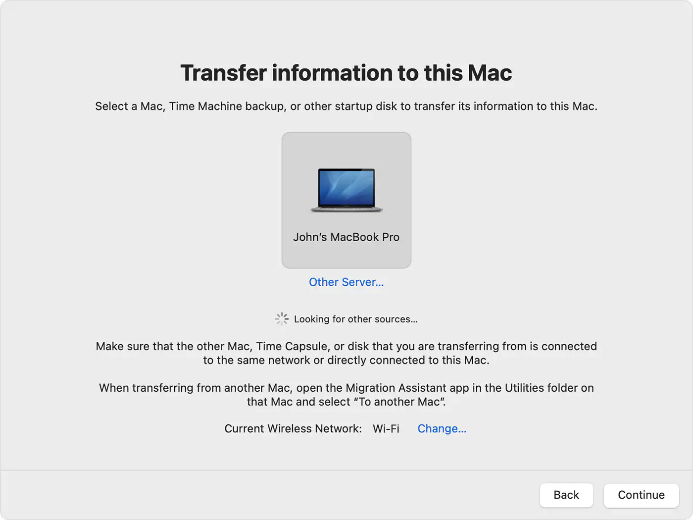 transferir para novo mac 