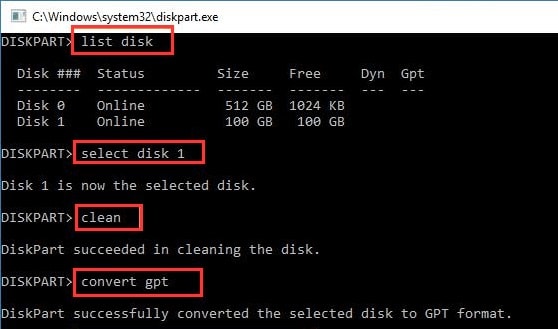 Convertir GPT en Diskpart