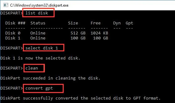 Diskpart Convert GPT