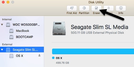 Select disk from disk utility