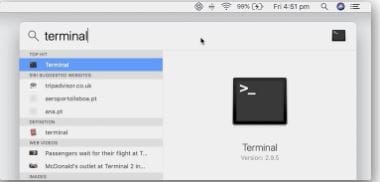 Ventana de Terminal para Mac
