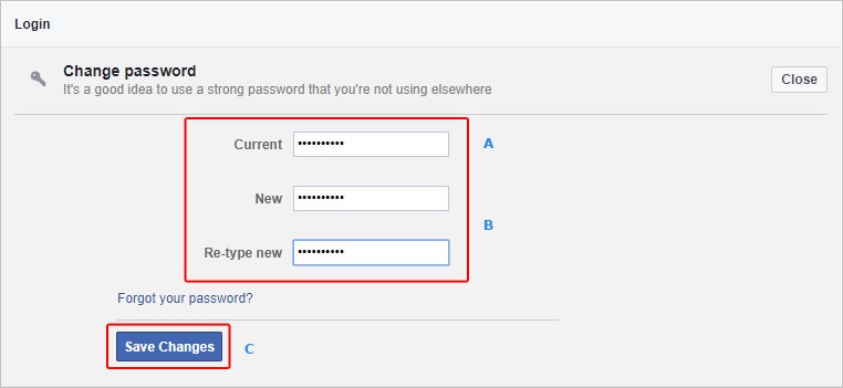 no email no password - Change Facebook password