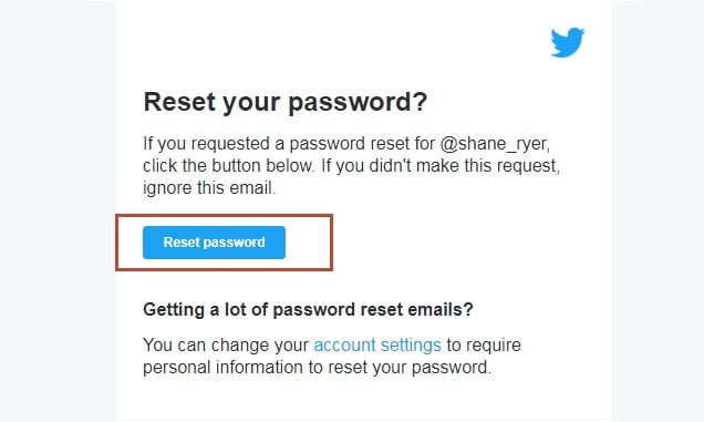 Reset Twitter password