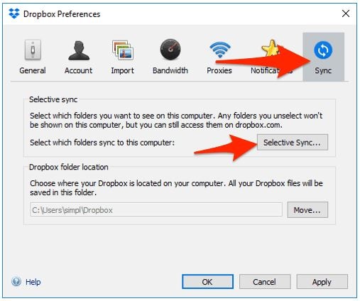 Sync Selective Folder to Dropbox
