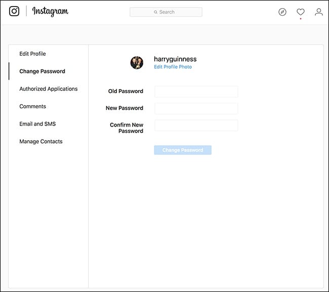 Instagram-Passwort ändern