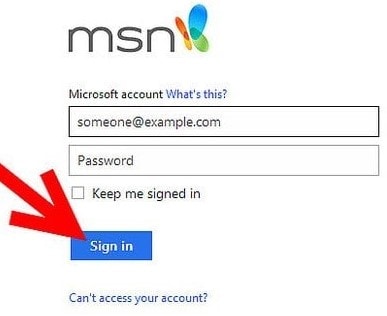 Sign in to MSN account