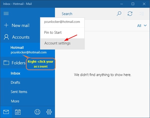 Go to account settings of MSN account