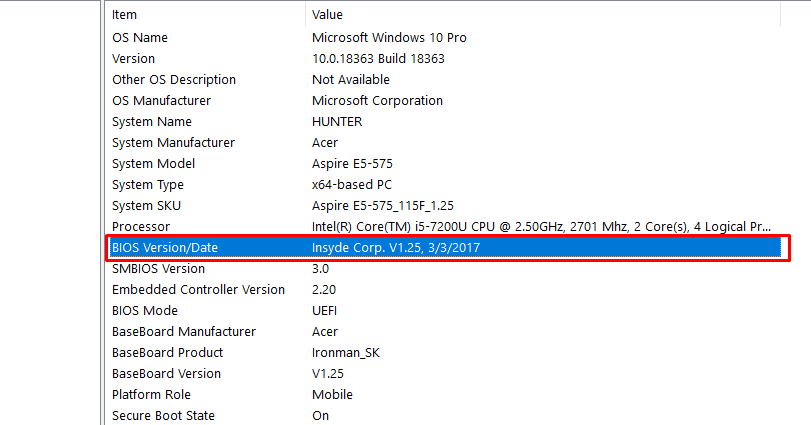 update bios version