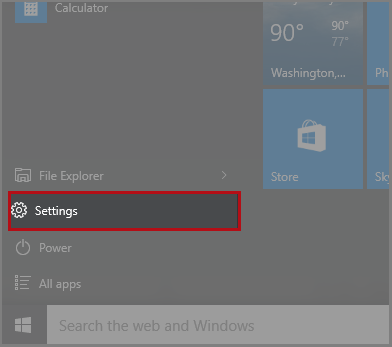 فتح settings من windows