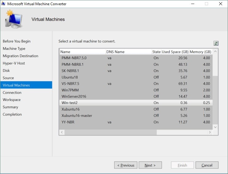 
selecione uma máquina virtual