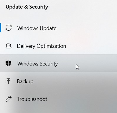 tap on  windows security