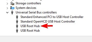 
toque no usb root hub