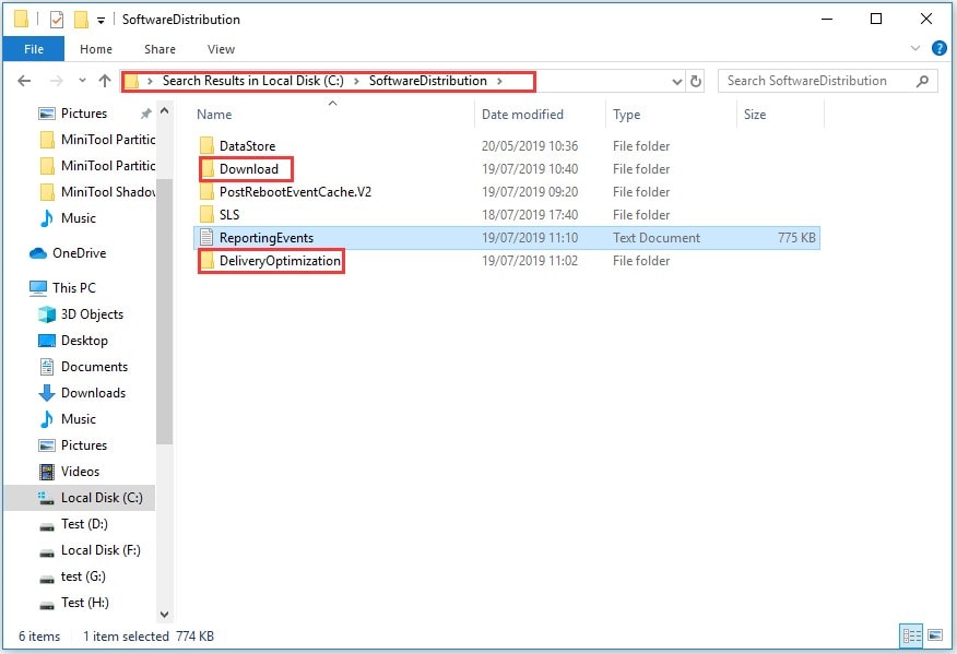 delete the download and  deliveryoptimization folders