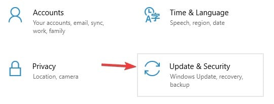 abra as configurações de atualização e segurança