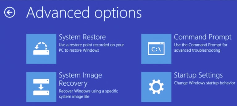 Advanced options menu for windows 7