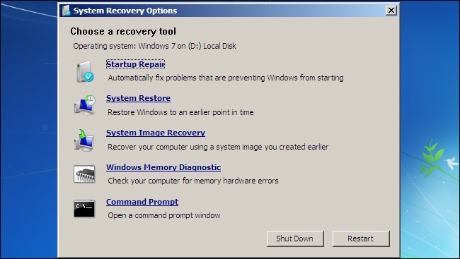 Opsi recovery sistem untuk windows 7