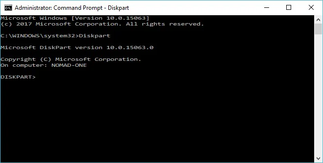 
type diskpart command