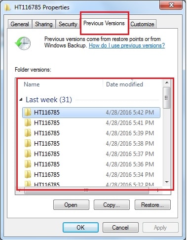 Lenovo folder properties window
