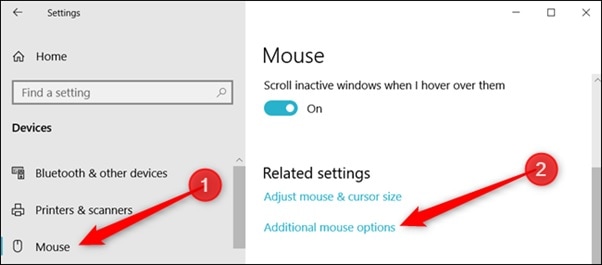 mouse settings on windows 