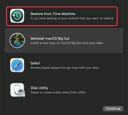 access time machine  of mac