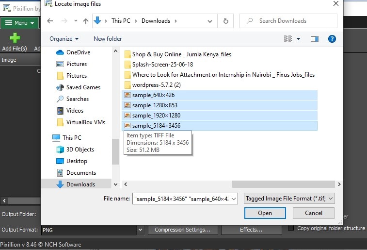 add tiff files to the tiff to png converter