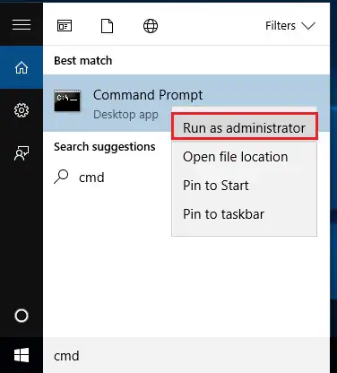 jalankan command prompt sebagai administrator