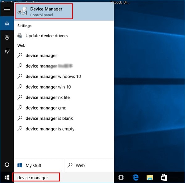 search and open device manager