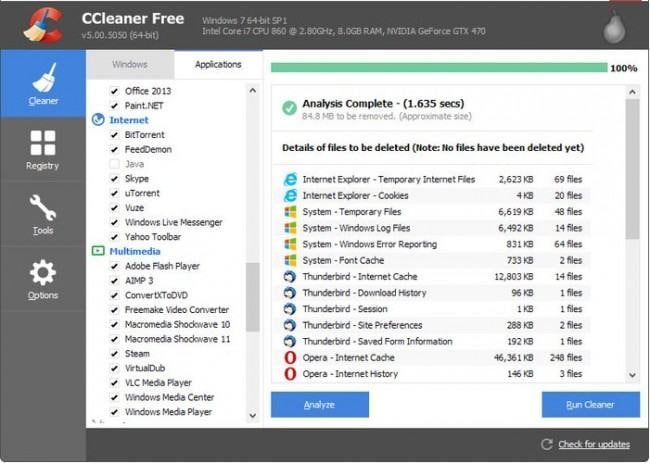 running ccleaner software to fix registry issues