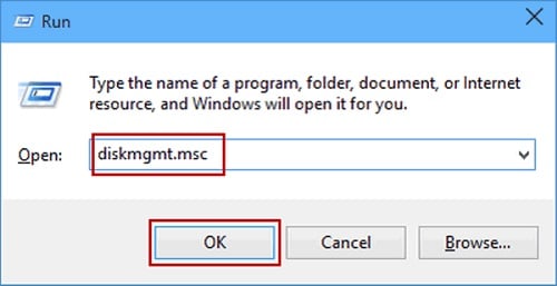 open disk management via run prompt
