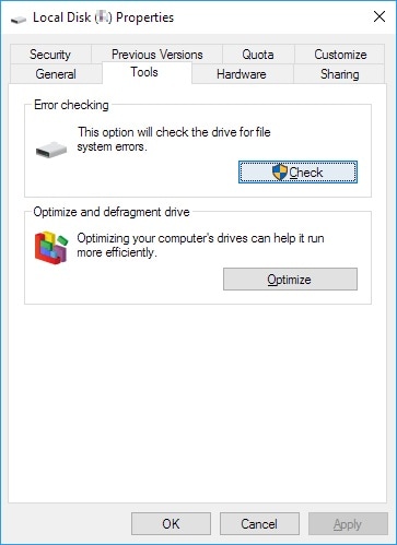 exécuter la vérification des erreurs Windows