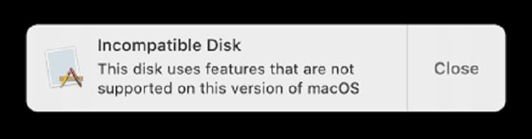 incompatible disk